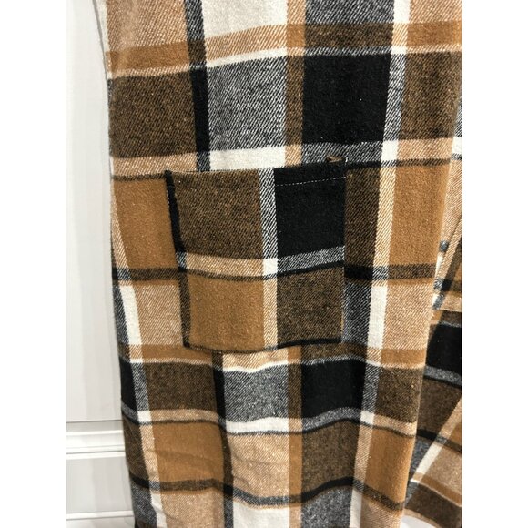 Sleeveless Plaid Pinafore Dress Pockets Brown Black Jumper Sz 1XL - Picture 4 of 11